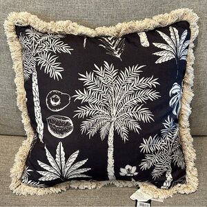 Paoletti Colonial Palm Cushion Case & Duck Feather Pillow Expresso 18 x 18 NWT